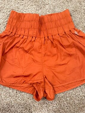FP Movement by Free‎ People High-Rise Smocked Waist Orange Athletic Shorts